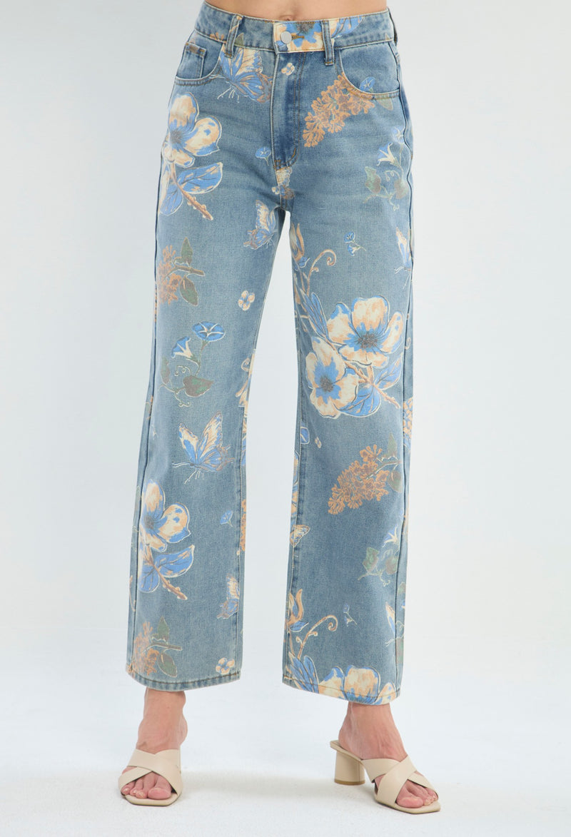 Pantalón Pierna Ancha Floral azul claro sale BYBLA - vista 2
