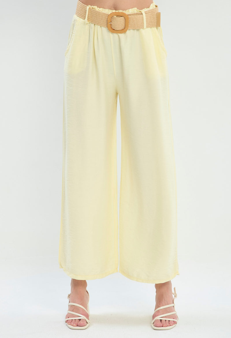 Pantalón Recto Cintura Correa amarillo claro BYBLA - vista 2