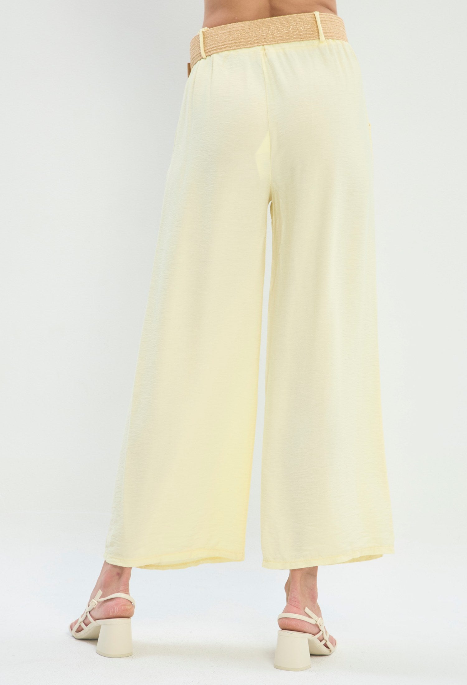 Pantalón Recto Cintura Correa amarillo claro BYBLA - vista 4