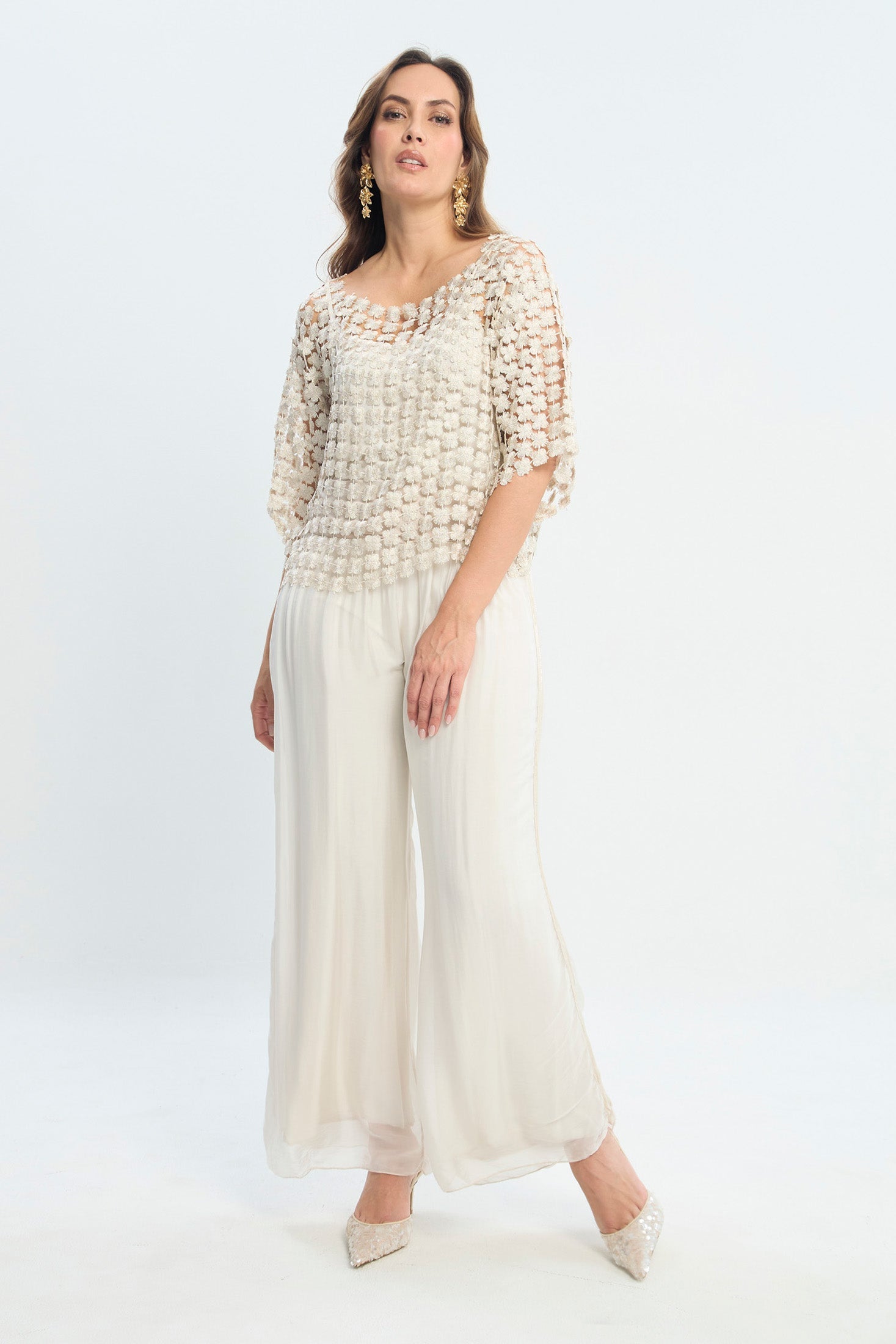 Pantalón en Seda con Lentejuelas Laterales NEW