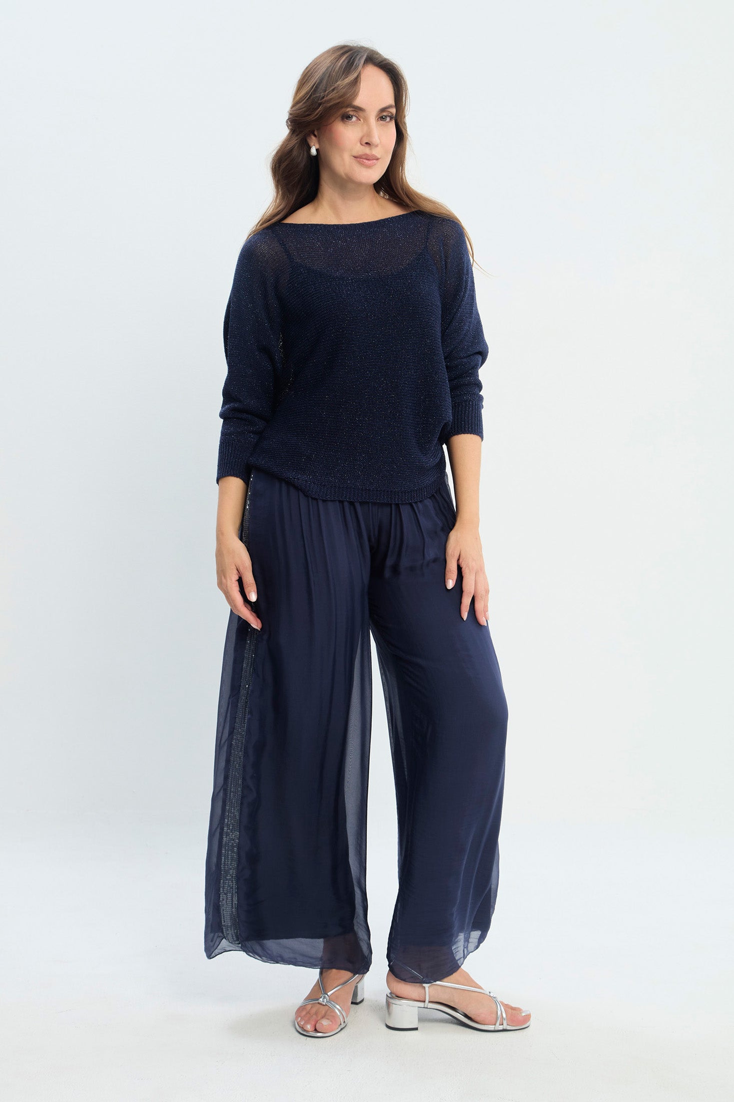 Pantalón en Seda con Lentejuelas Laterales NEW