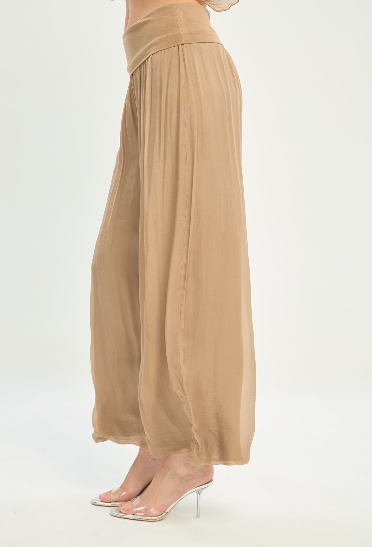 Pantalón Seda Pretina Ancha camel BYBLA