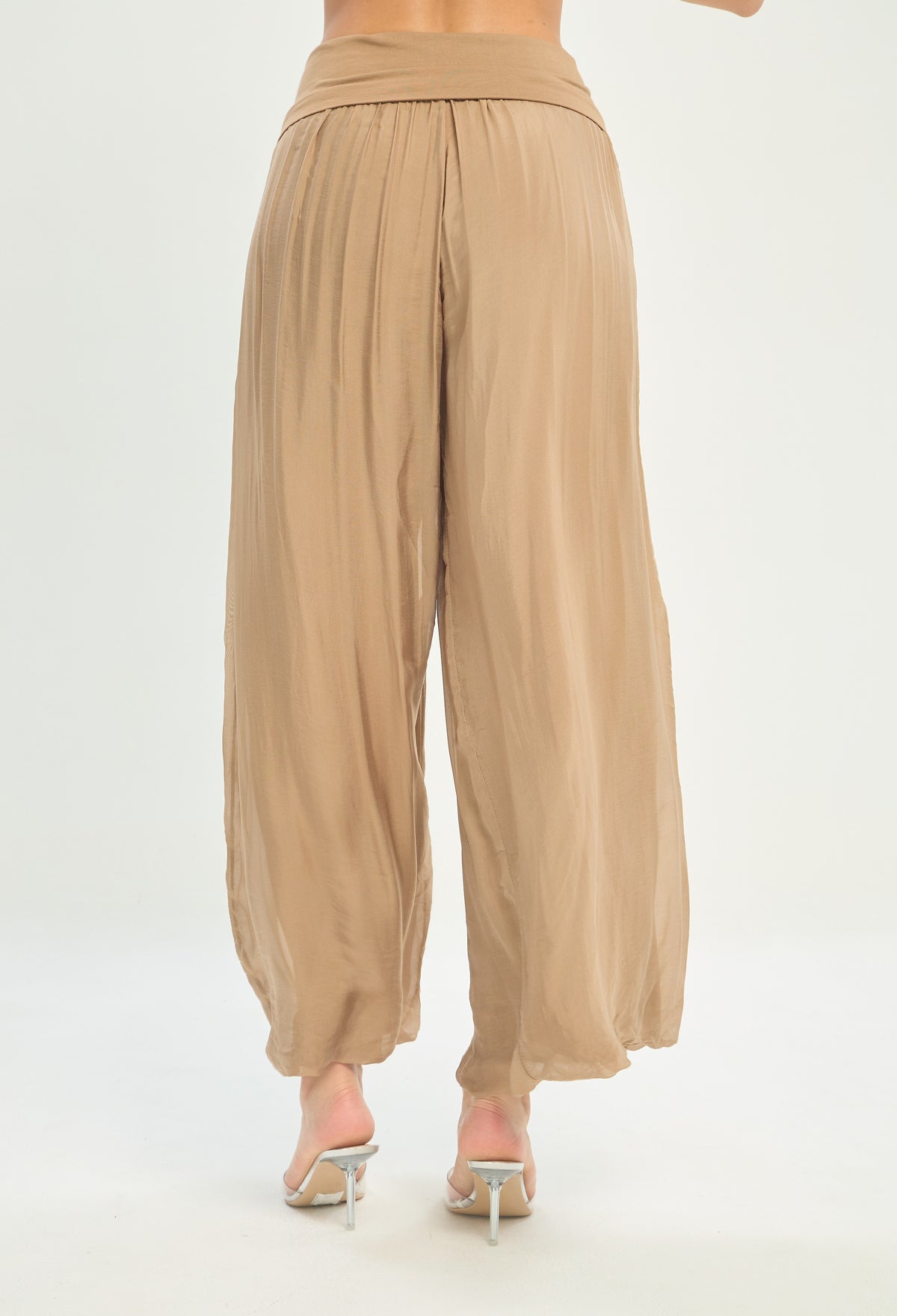 Pantalón Seda Pretina Ancha camel BYBLA