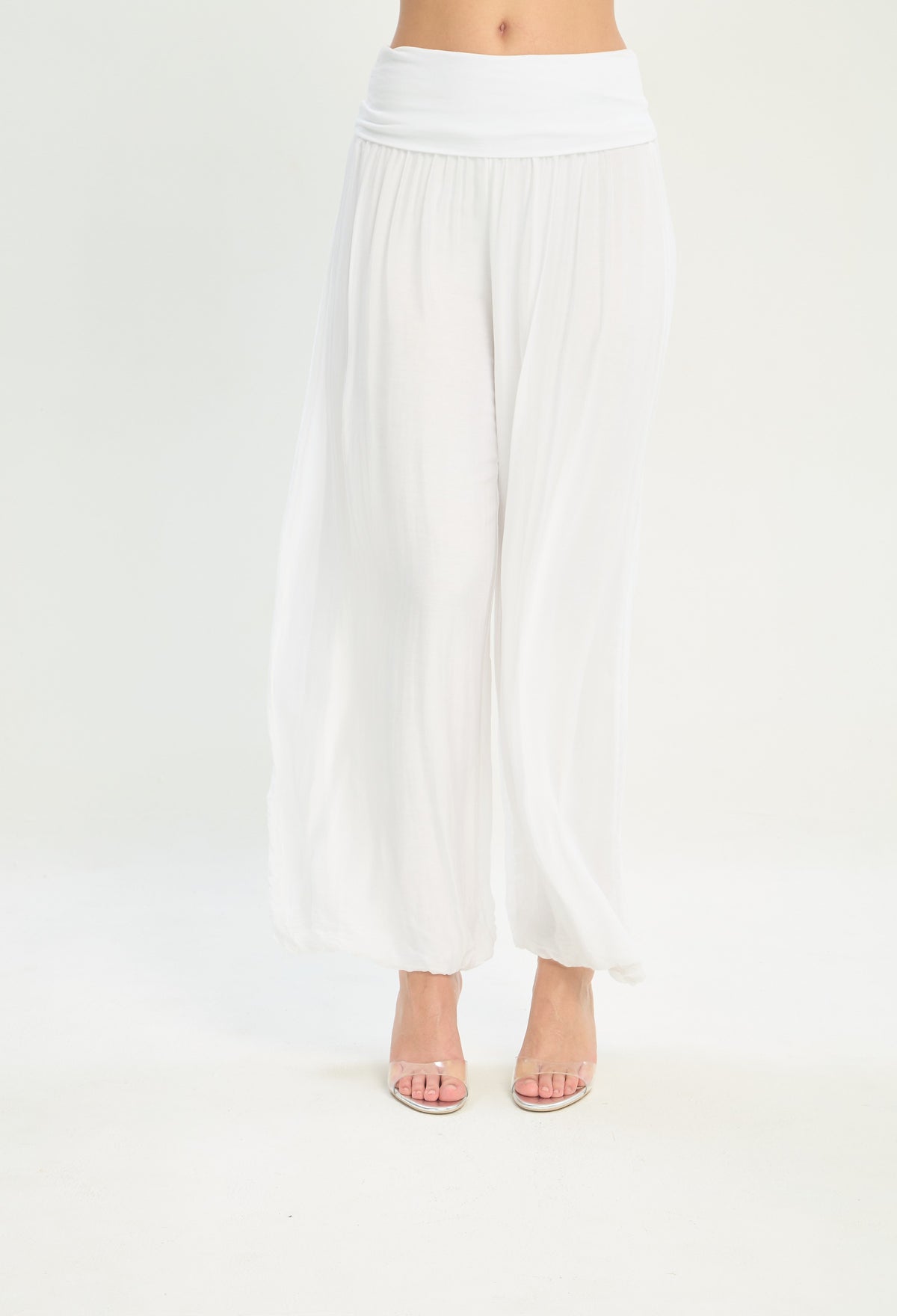 Pantalón Seda Pretina Ancha blanco BYBLA