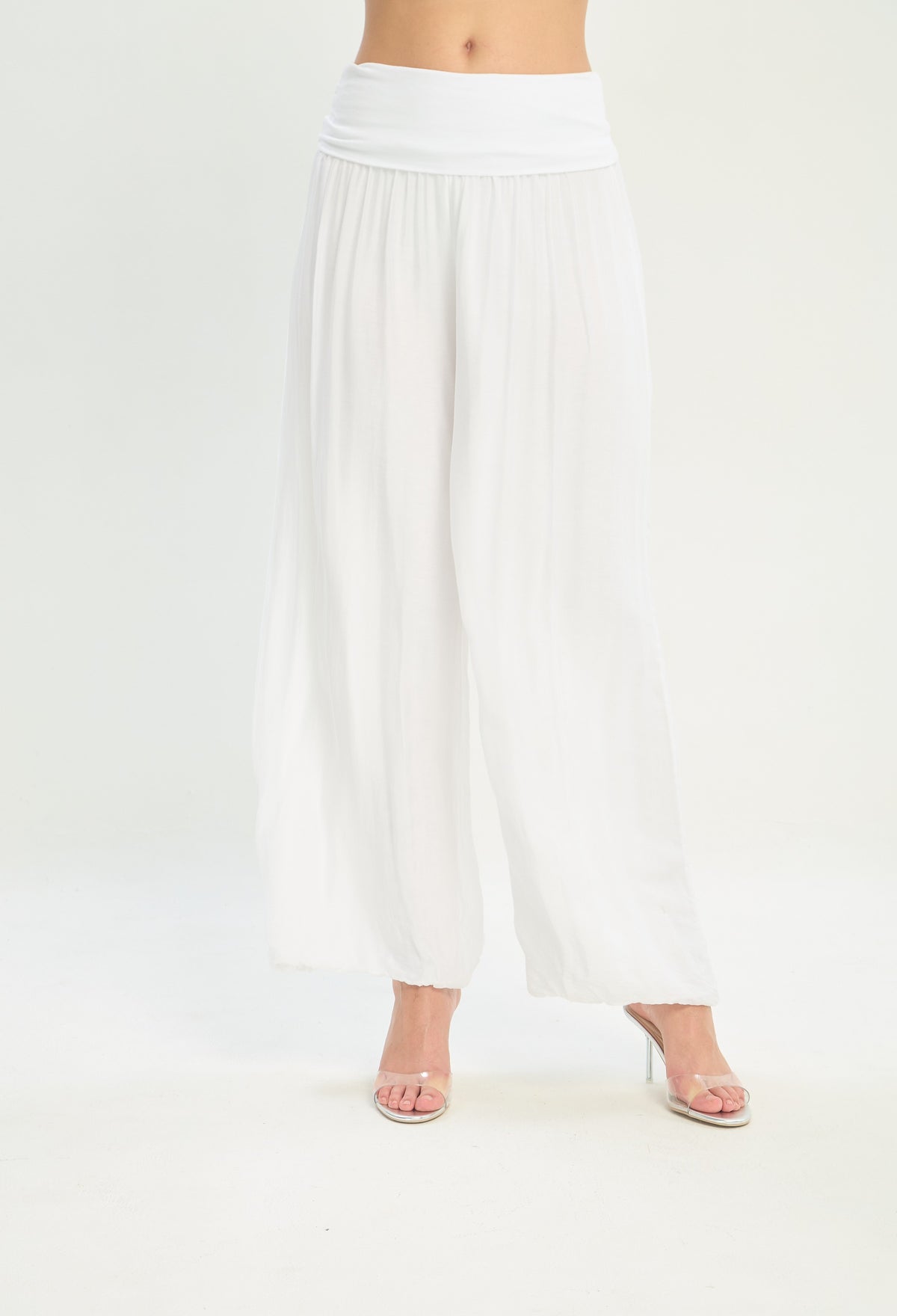 Pantalón Seda Pretina Ancha blanco BYBLA
