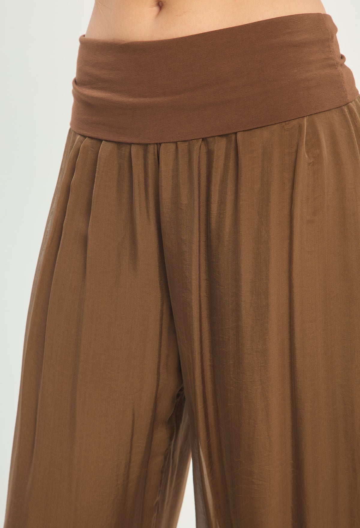 Pantalón Seda Pretina Ancha café chocolate BYBLA