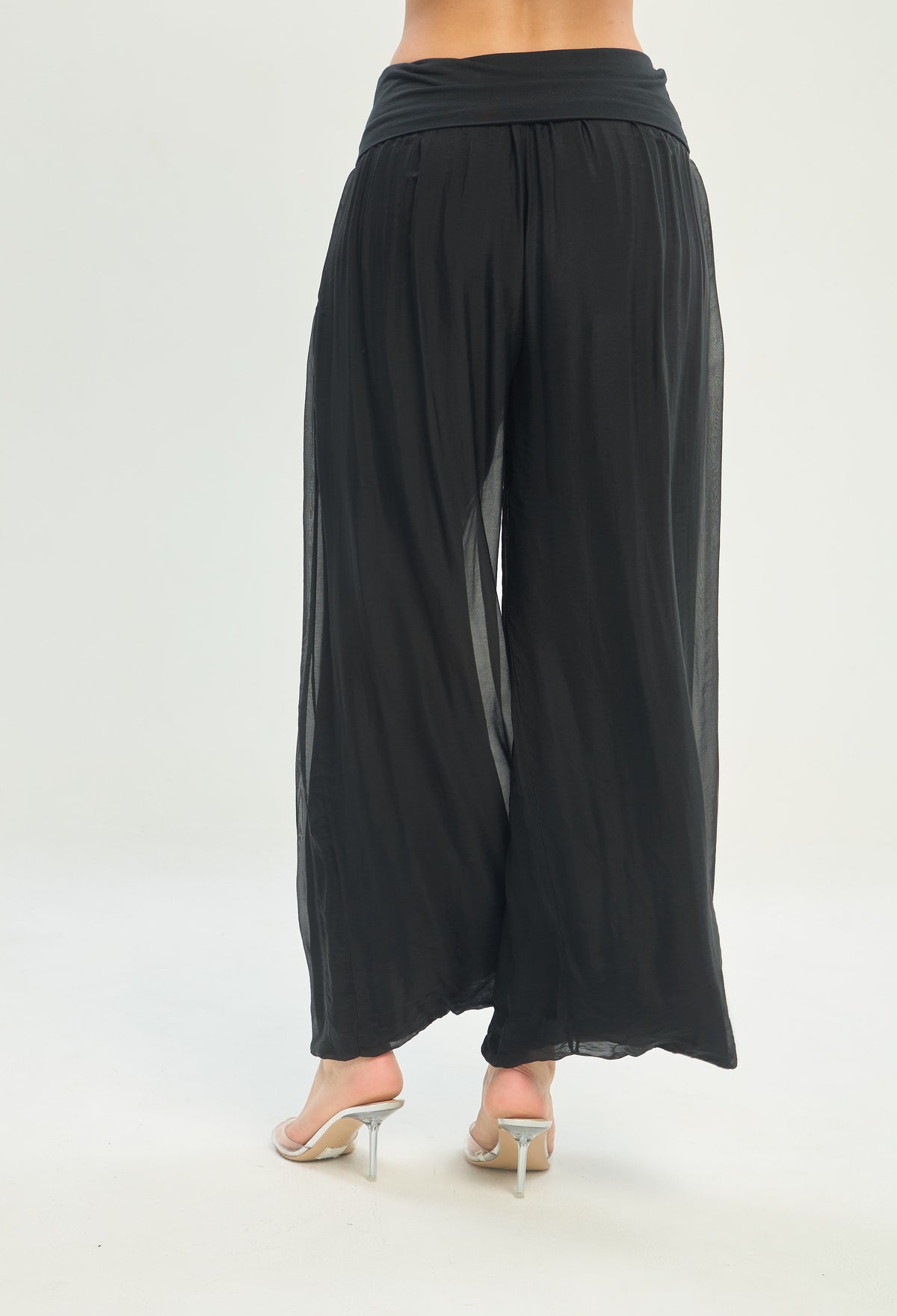 Pantalón Seda Pretina Ancha negro BYBLA