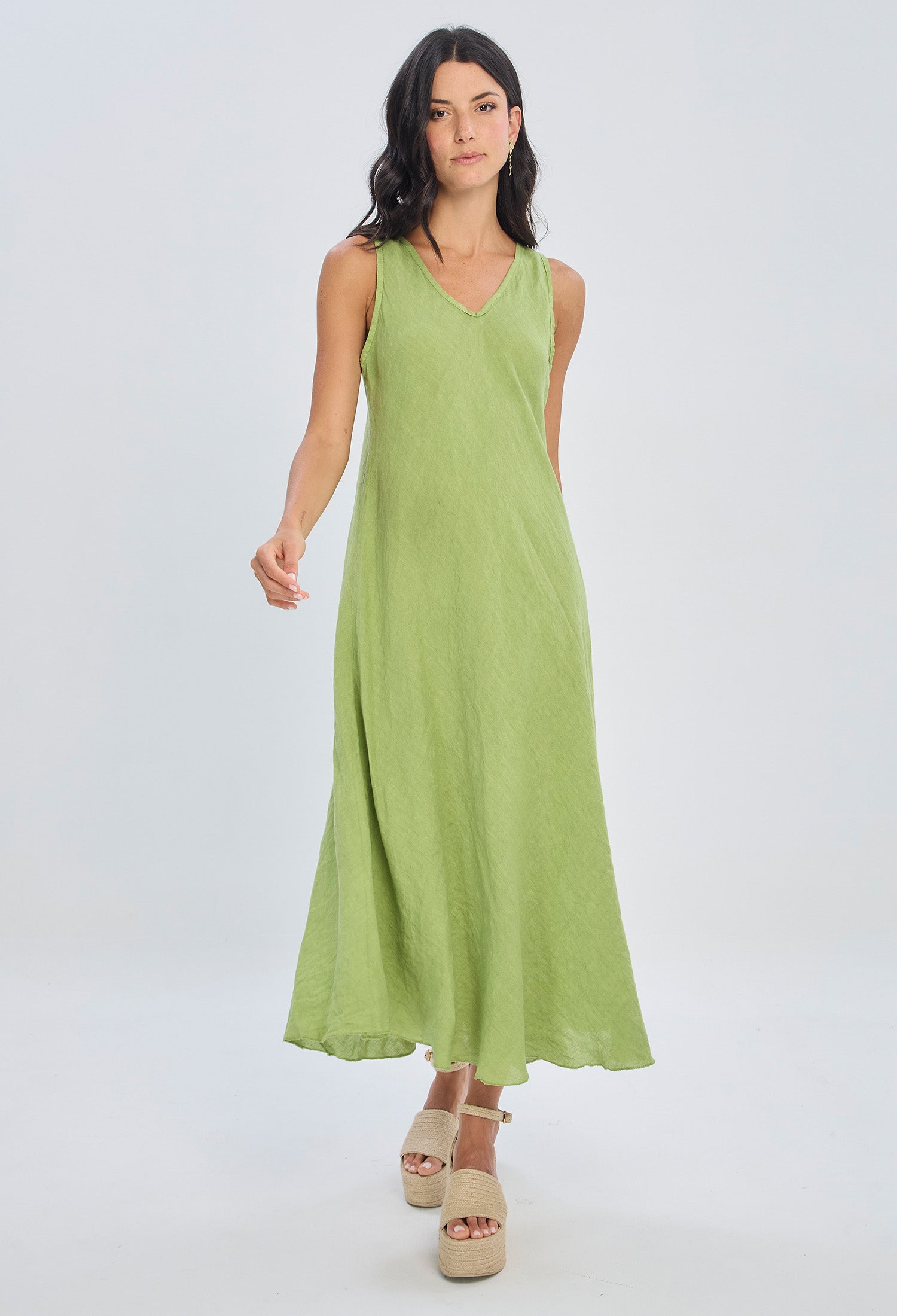 Vestido Largo Lino Sin Mangas