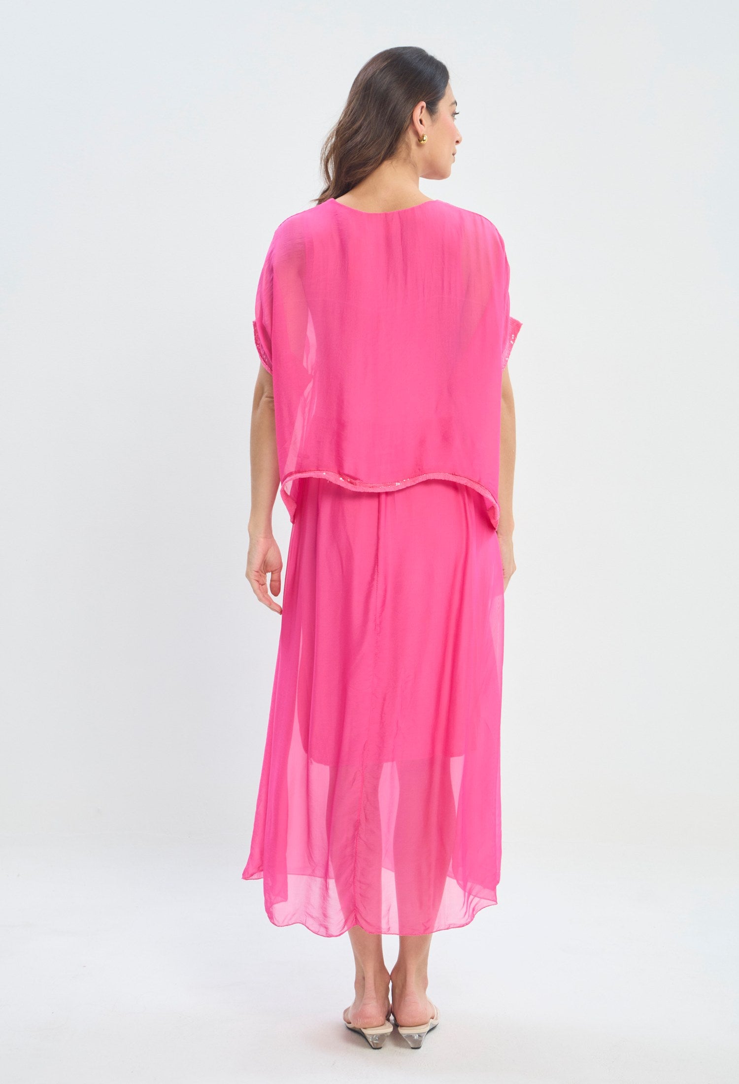 Vestido Blusón Manga Capa fucsia BYBLA