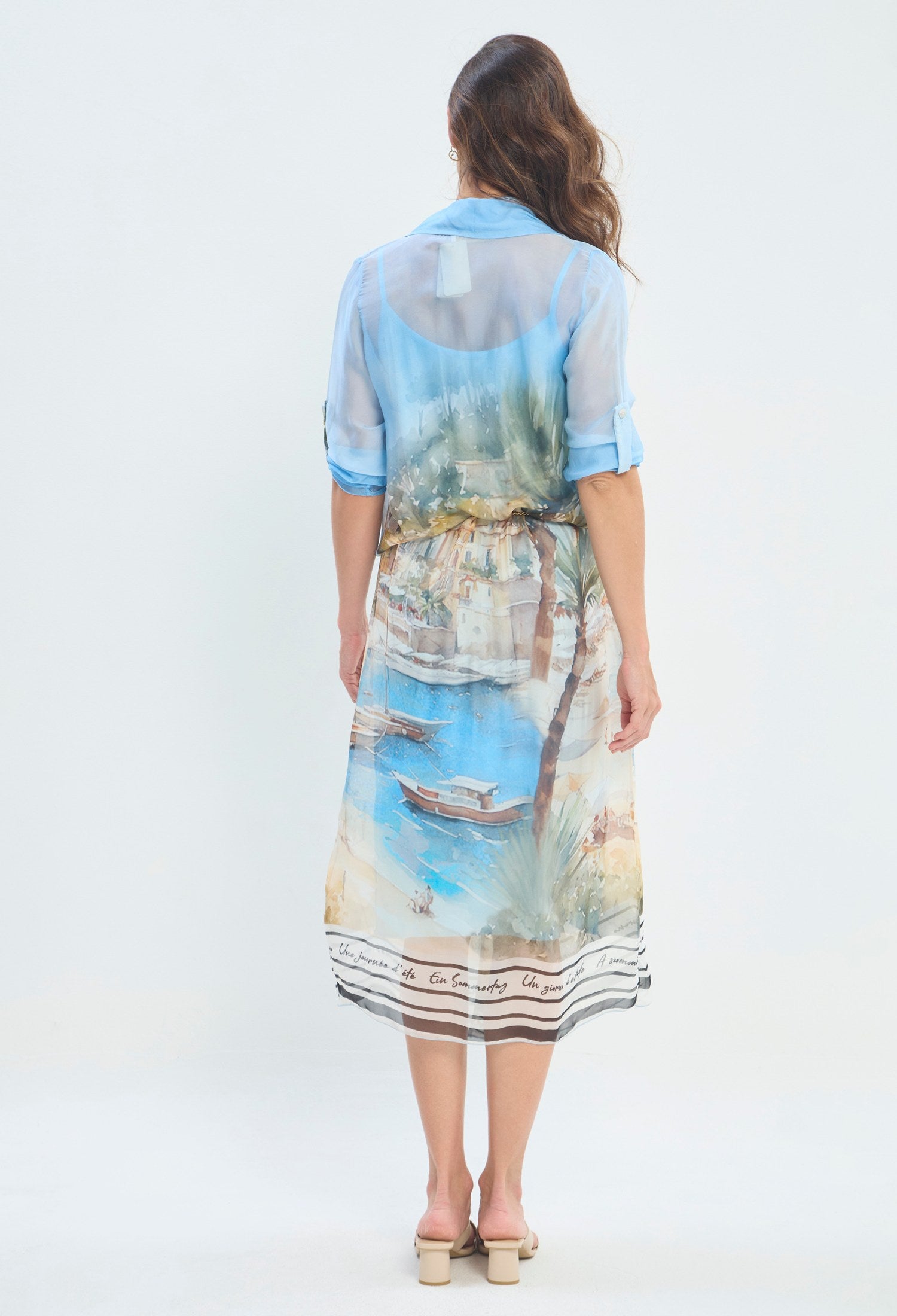 Vestido Camisero Paisaje Acuarela azul cielo BYBLA - vista 3