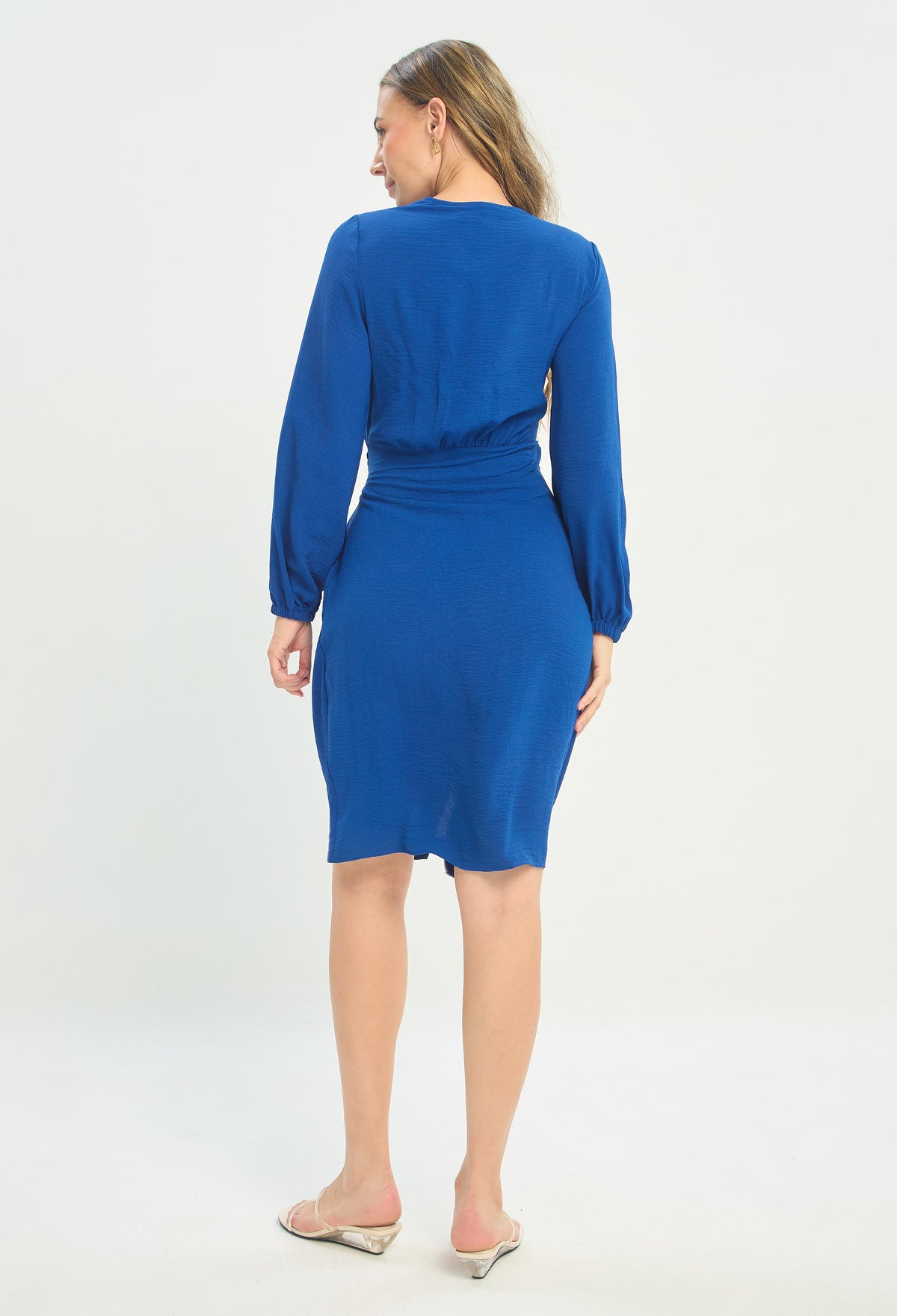 Vestido Cruzado Manga Larga Azul Rey BYBLA - vista 3
