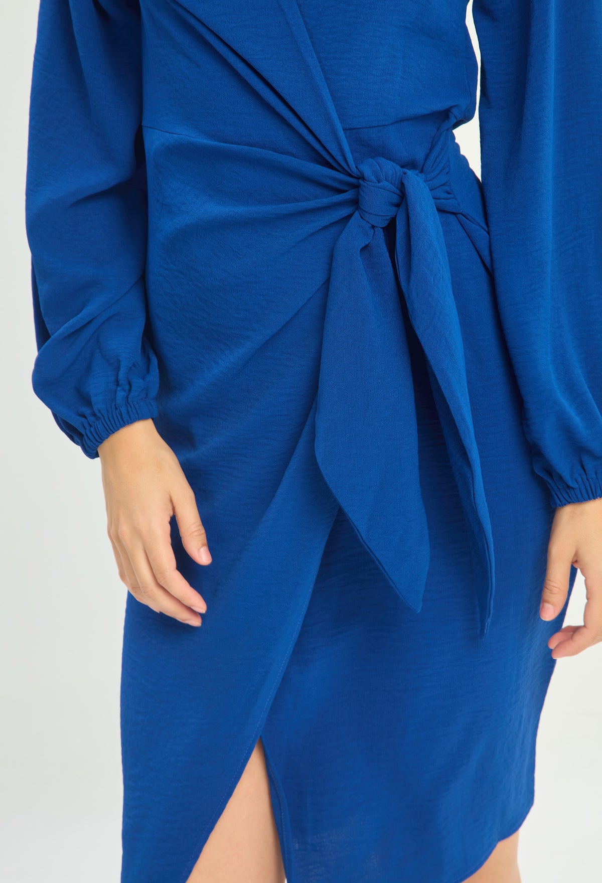 Vestido Cruzado Manga Larga Azul Rey BYBLA - vista 4