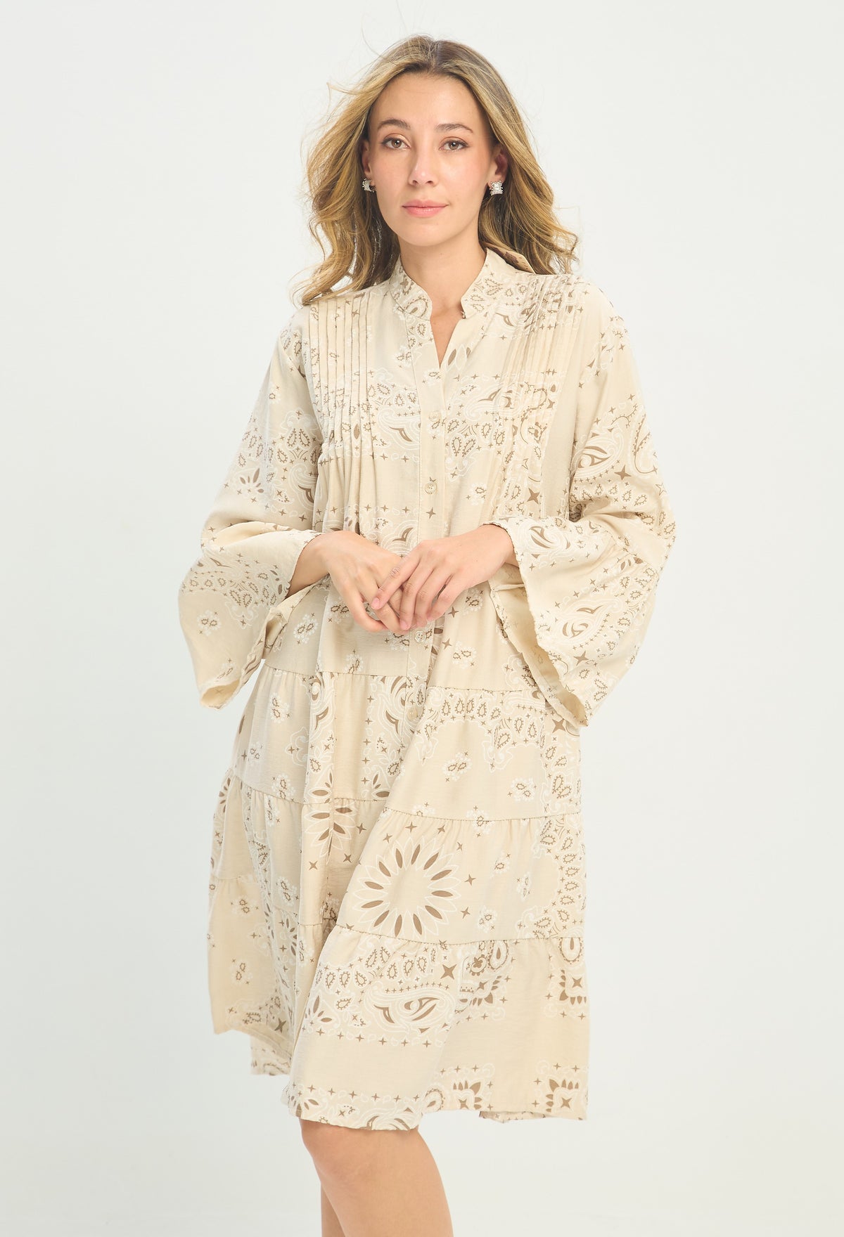 Vestido Estampado Paisley Beige BYBLA