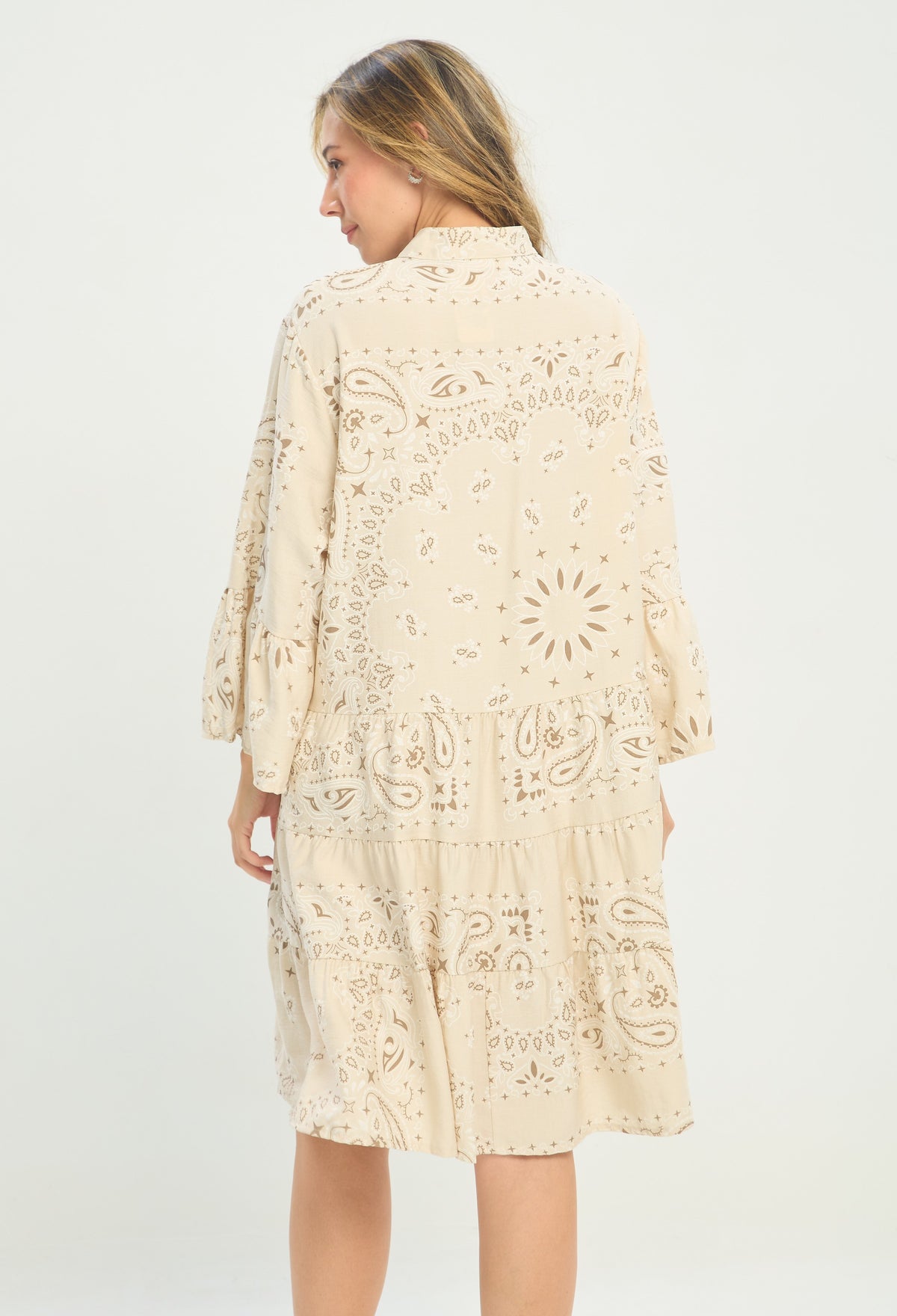 Vestido Estampado Paisley Beige BYBLA - vista 3