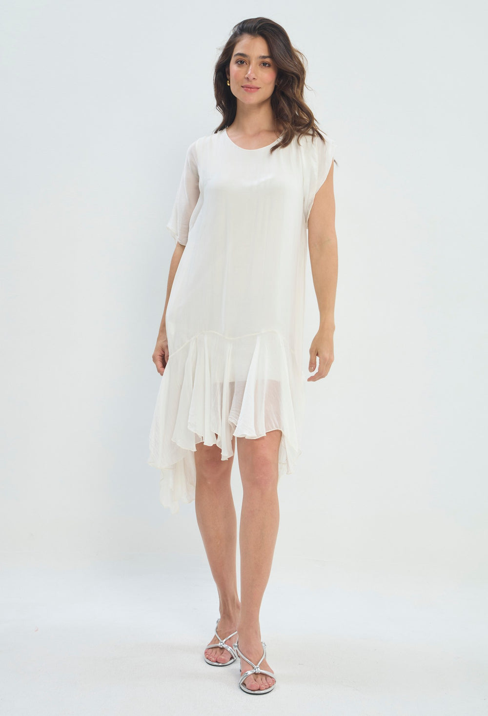 Vestido Largo Fluido Asimétrico beige hueso sale BYBLA