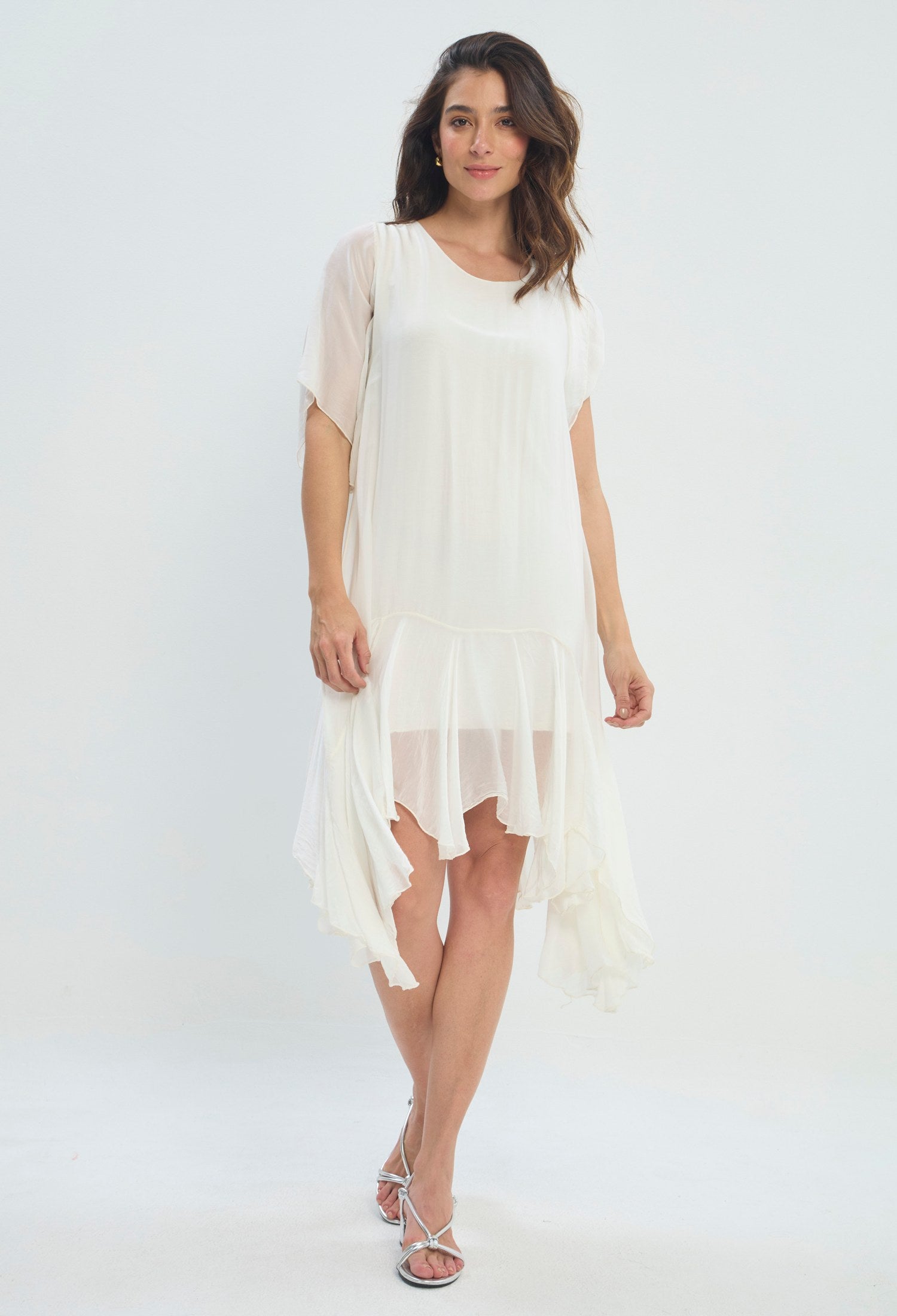 Vestido Largo Fluido Asimétrico beige hueso sale BYBLA