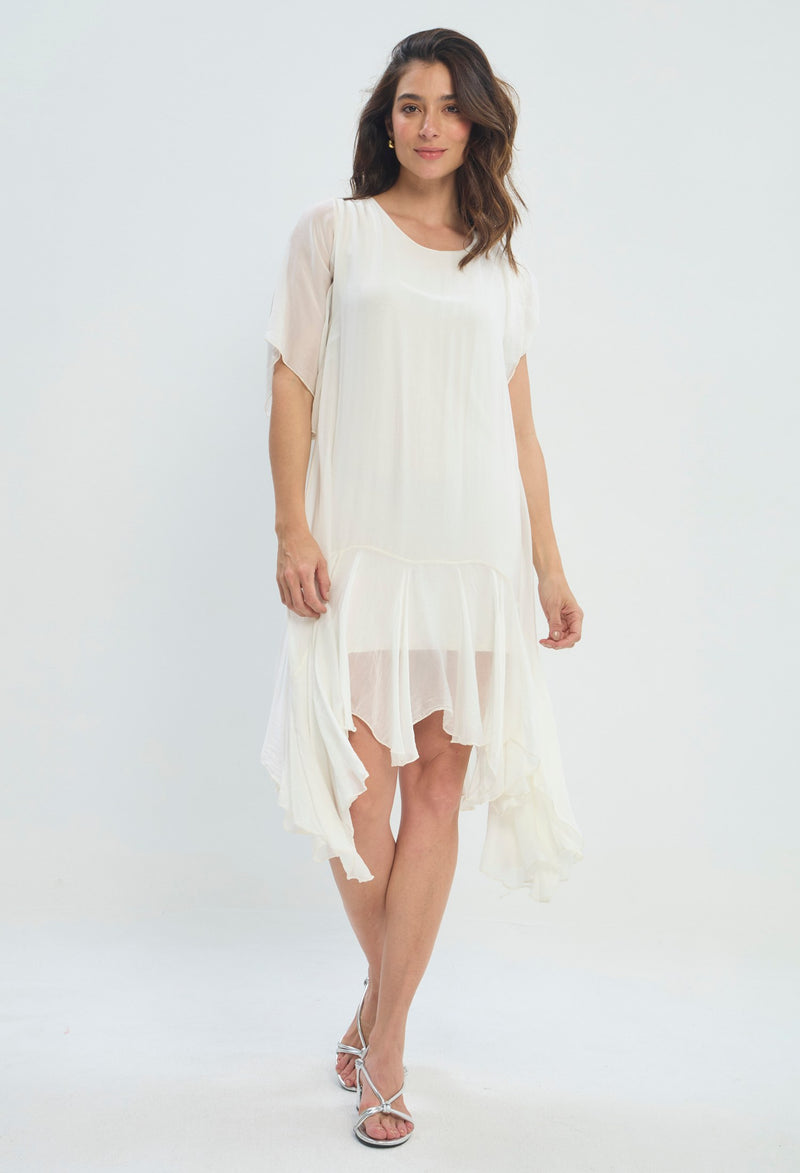 Vestido Largo Fluido Asimétrico beige hueso sale BYBLA