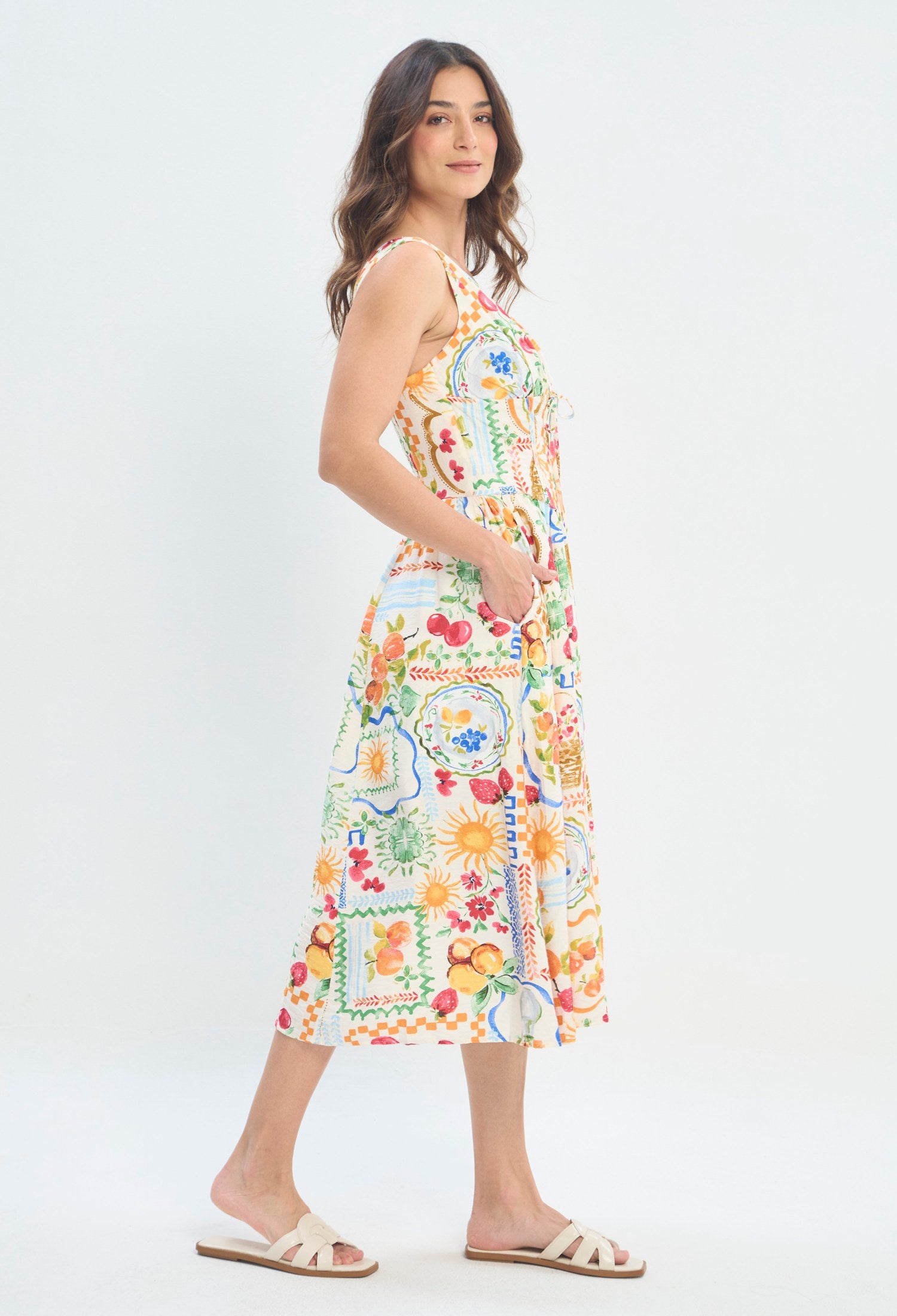 Vestido Largo Estampado Multicolor multicolor vibrante sale BYBLA