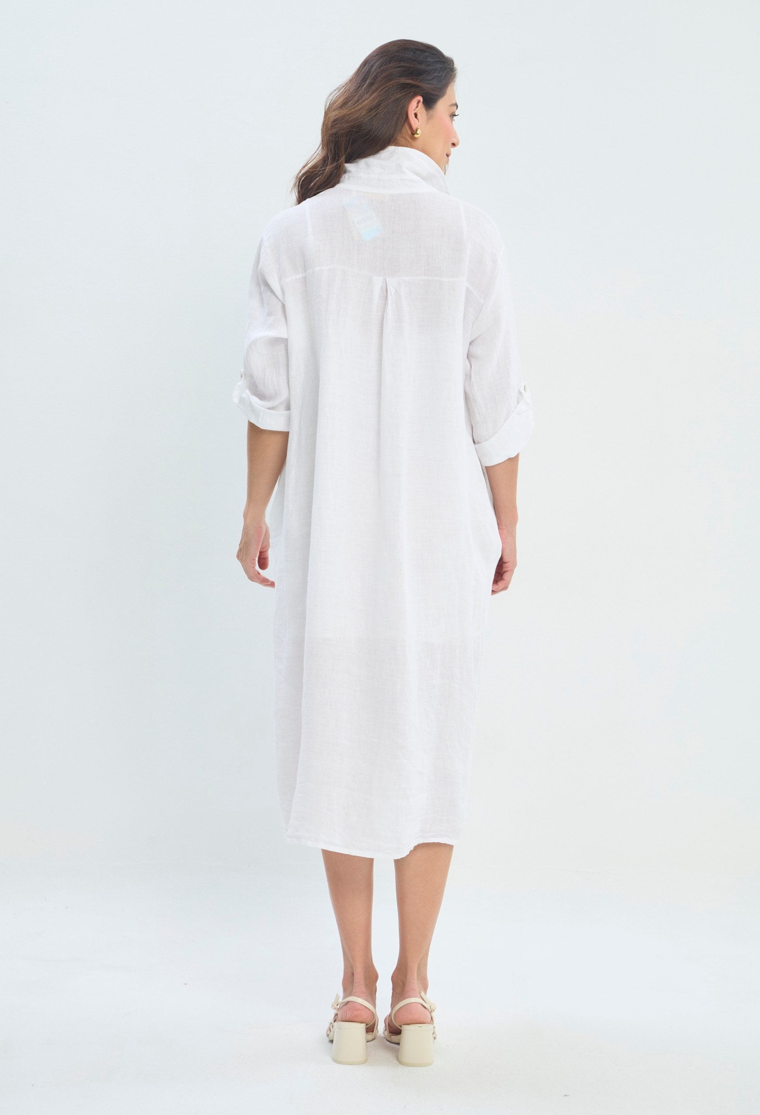 Vestido Largo Camisero Botones blanco sale BYBLA