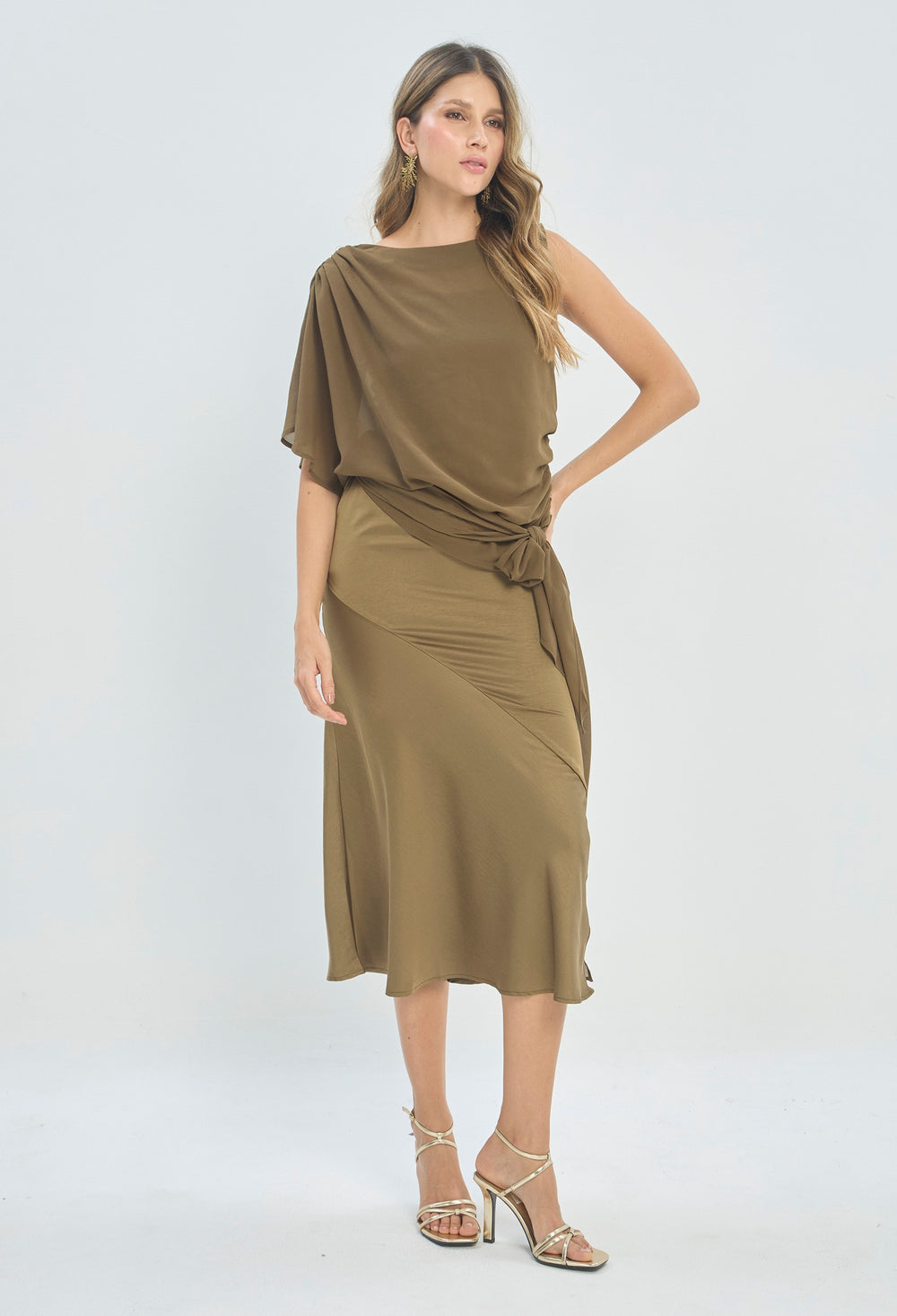 Vestido Largo con Blusa Oliva BYBLA