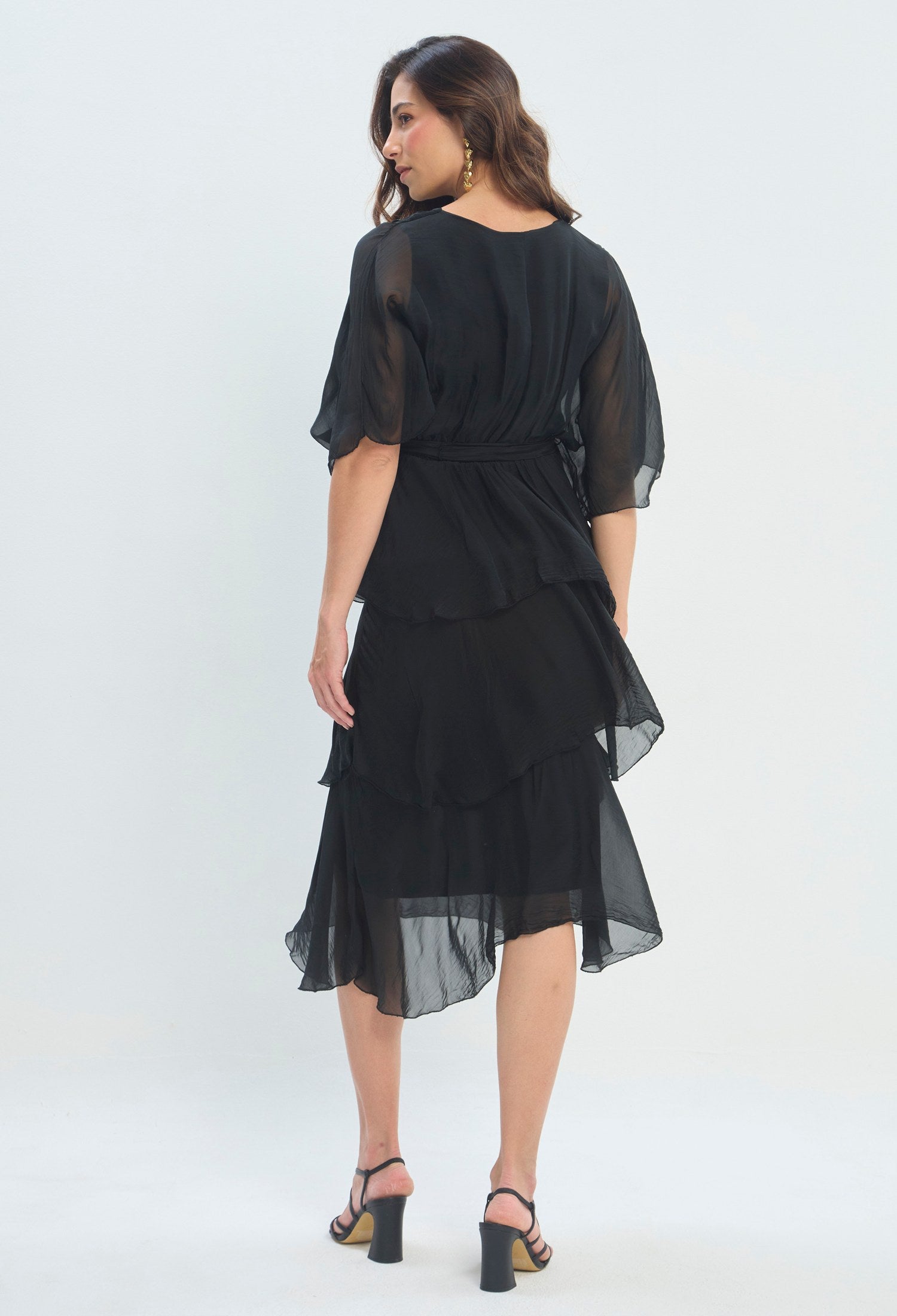 Vestido Largo Cruzado Capas negro BYBLA
