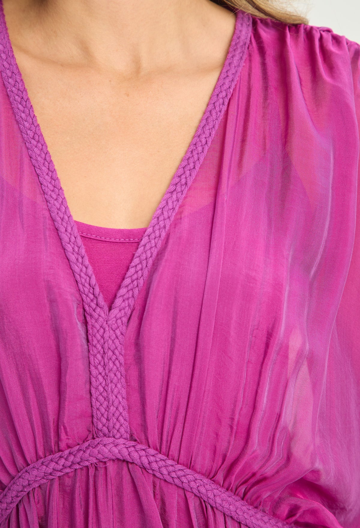 Vestido Largo de Seda Trenzado Magenta BYBLA - vista 4
