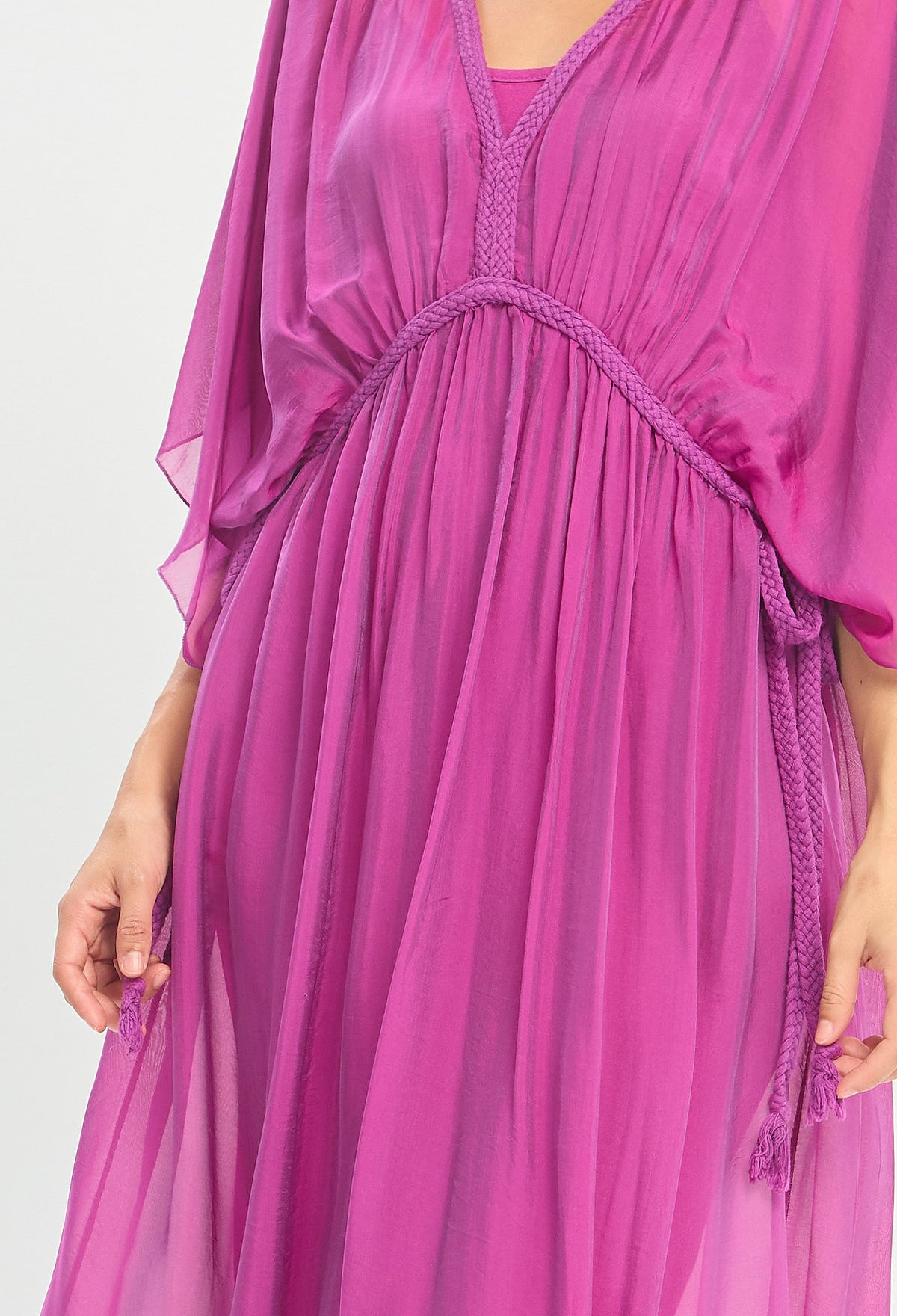 Vestido Largo de Seda Trenzado Magenta BYBLA - vista 7