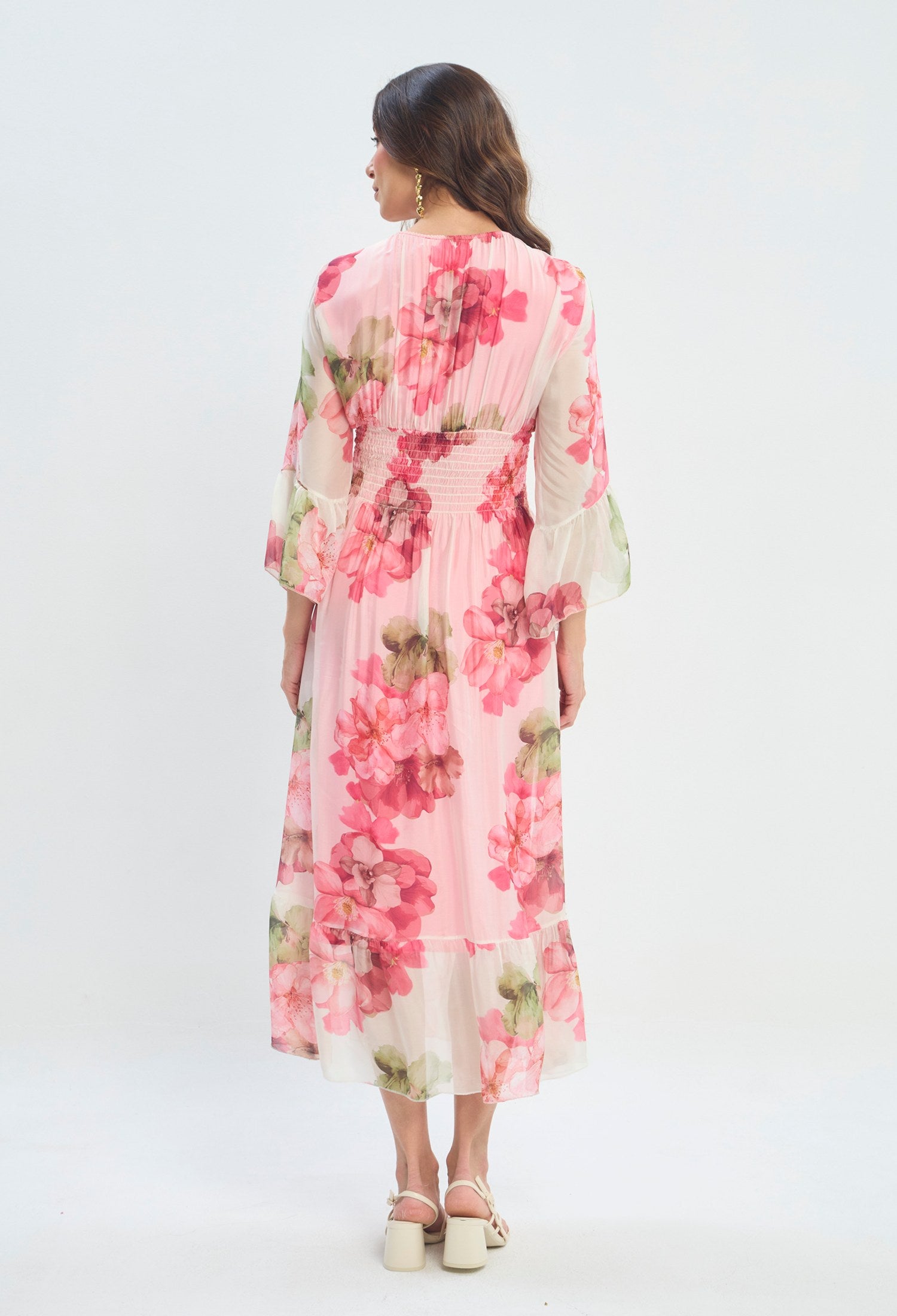 Vestido Largo Estampado Romántico rosa floral BYBLA - vista 4