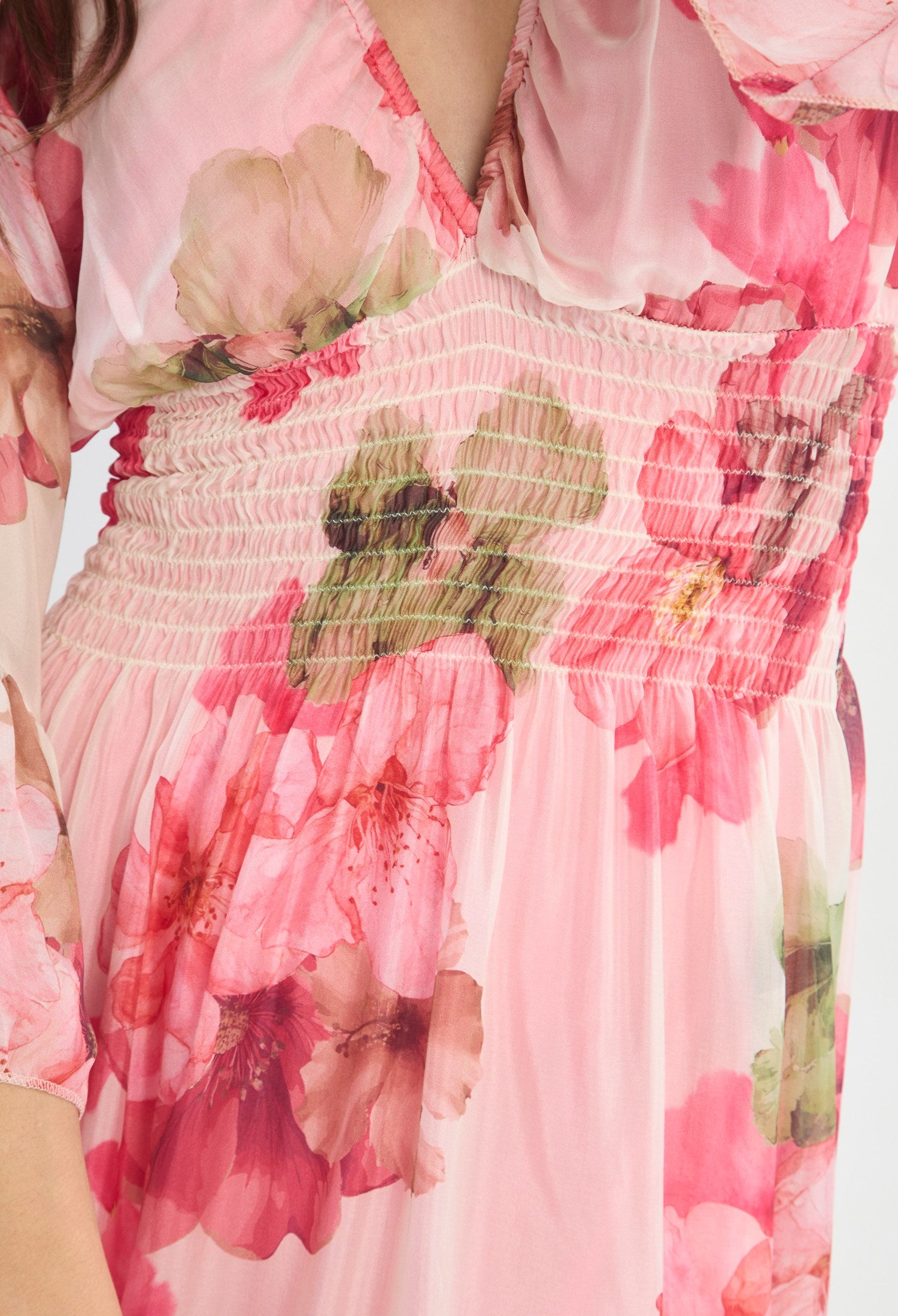 Vestido Largo Estampado Romántico rosa floral BYBLA - vista 6