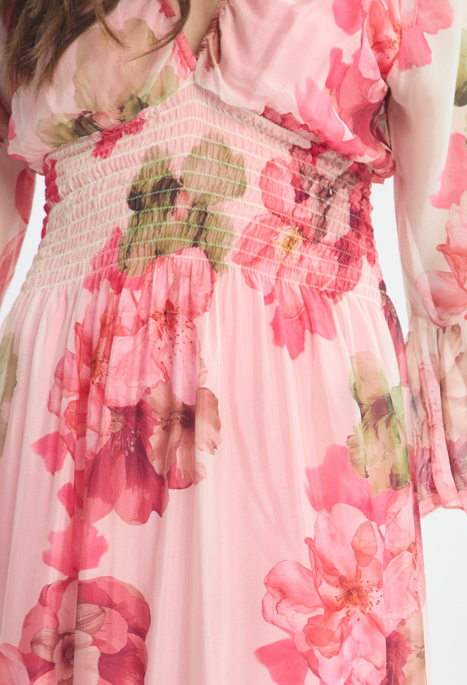 Vestido Largo Estampado Romántico rosa floral BYBLA - vista 8