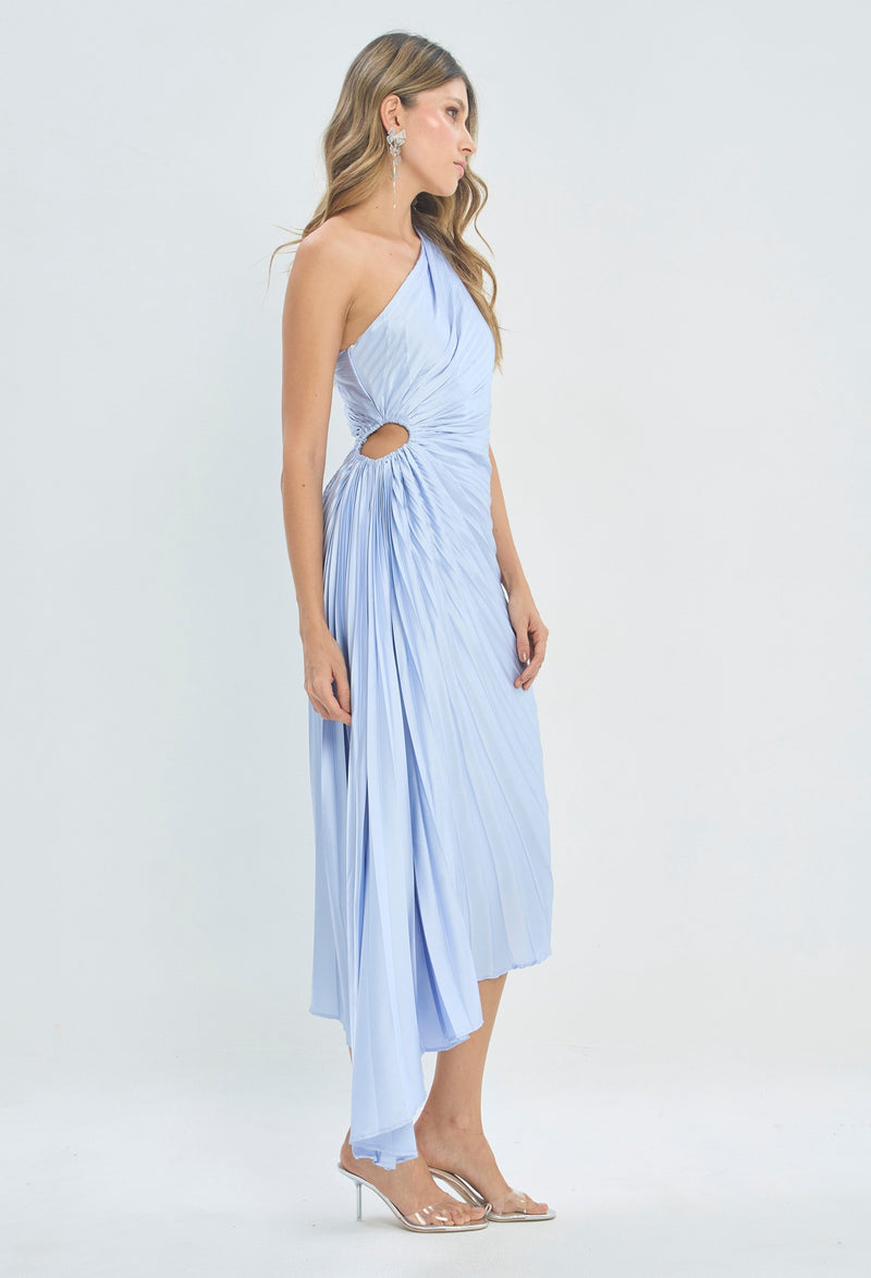 Vestido Largo Plisado Azul Hielo BYBLA - vista 2