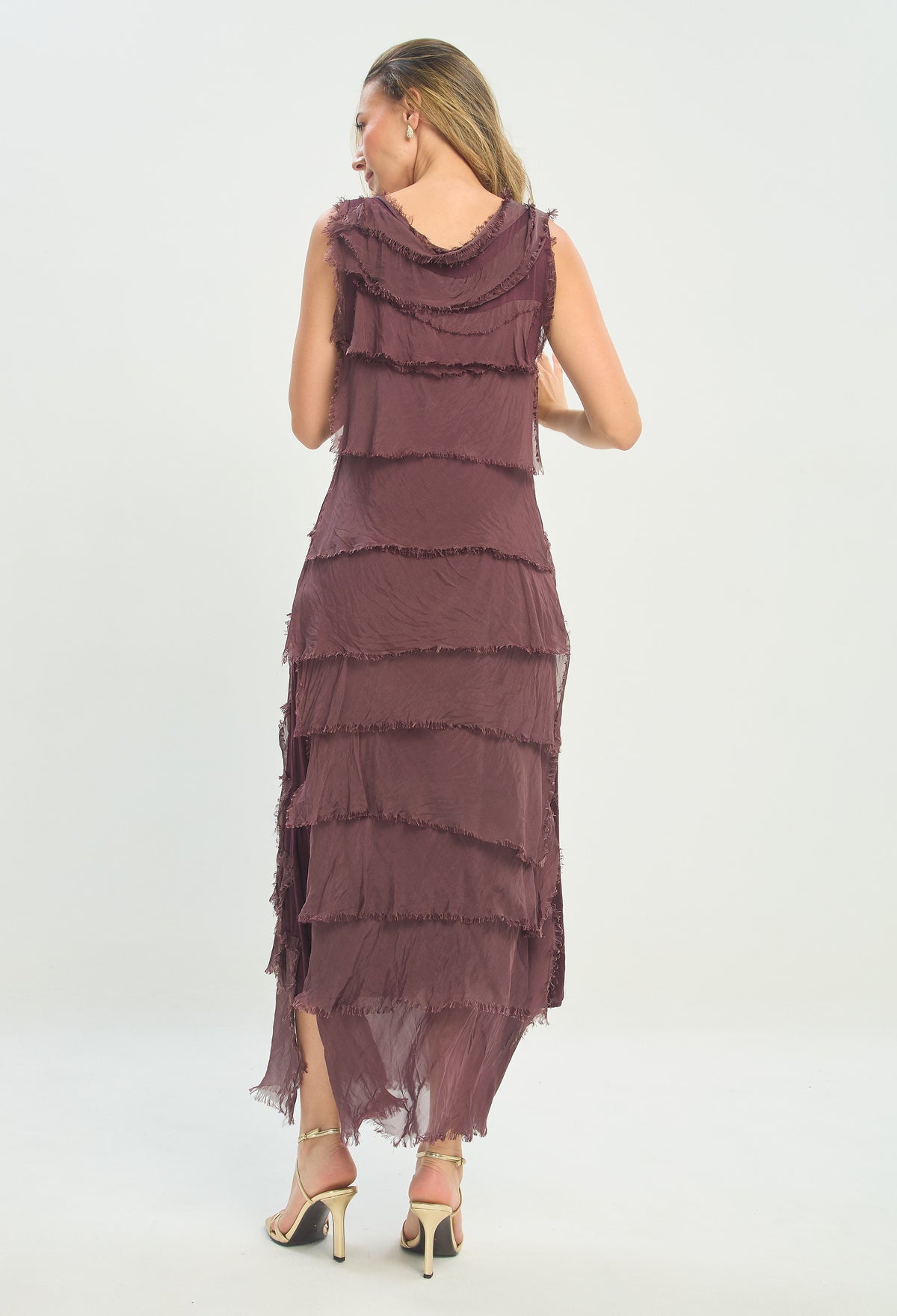 Vestido Largo Volantes Deshilachados Uva BYBLA - vista 3