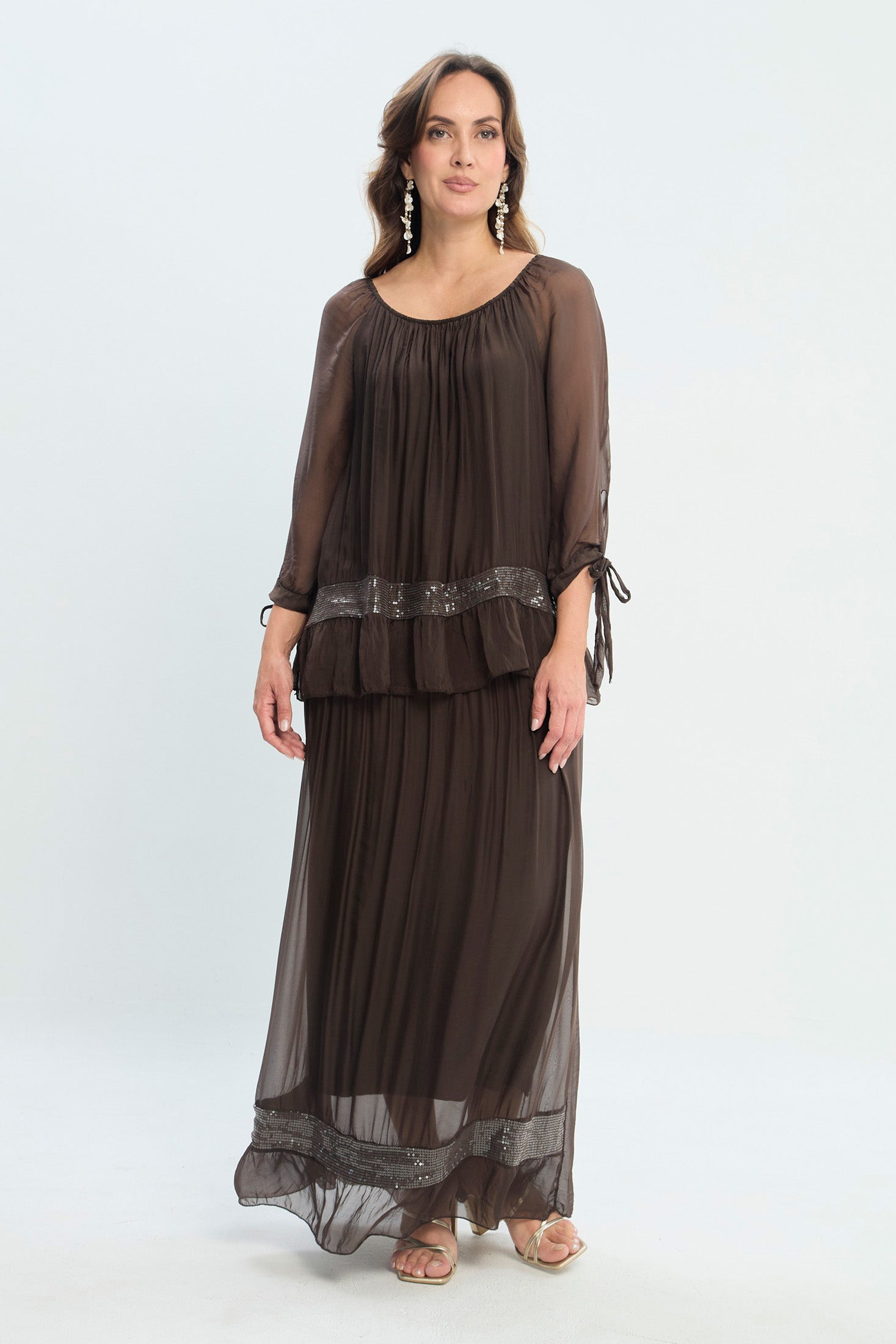 Vestido en Seda con Lentejuelas NEW